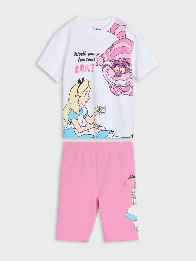 Sinsay - Bawełniany komplet: koszulka i kolarki Alice in Wonderland - wielobarwny