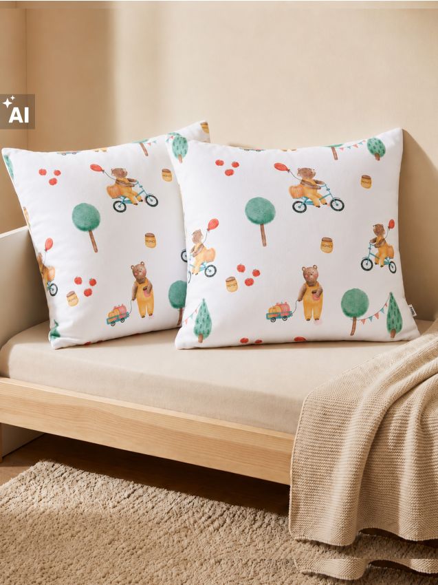 Sinsay - Set de fețe de pernă cu model ursuleți 2 pack - multicolor