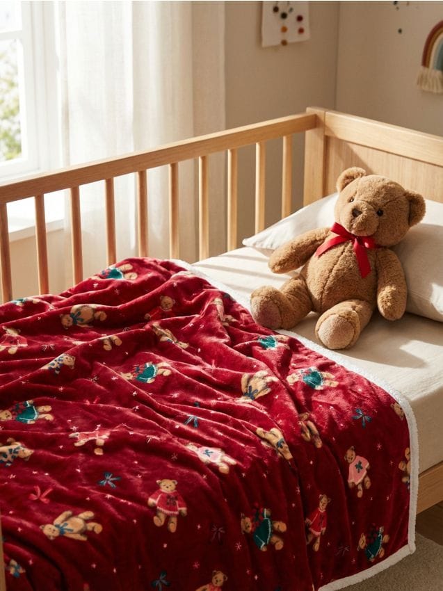 Sinsay - Pătură cu motiv de Crăciun - roșu