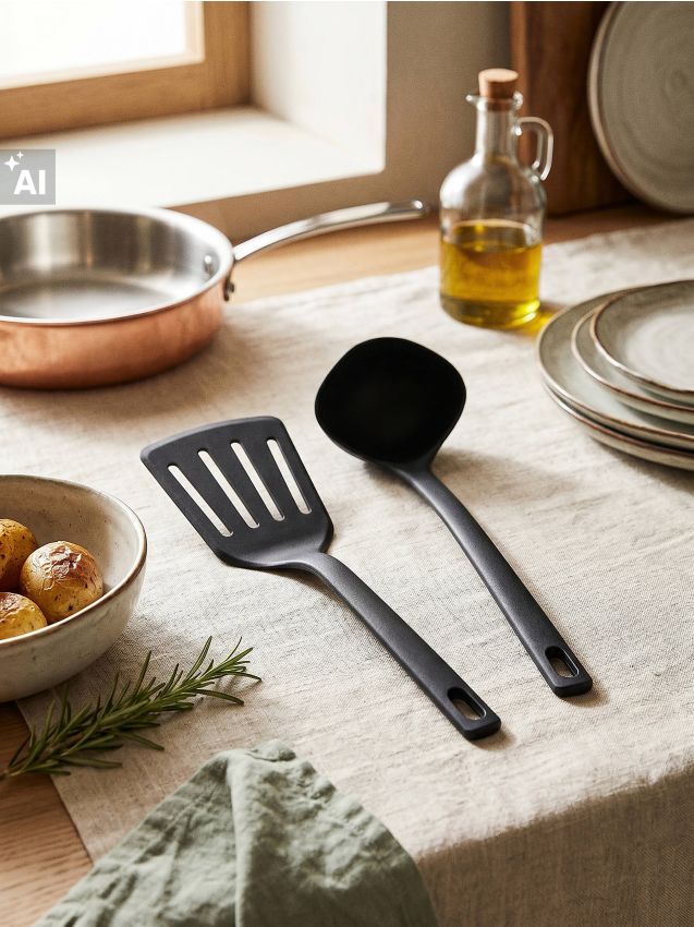 Sinsay - Set spatulă și polonic 2 pack - negru