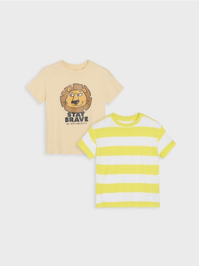 Sinsay - Tricouri din bumbac 2 pack - bej