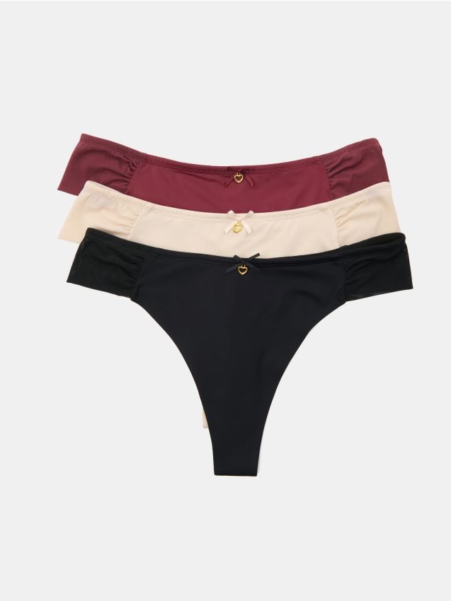 Sinsay - Set de 3 perechi de chiloți tanga - nude