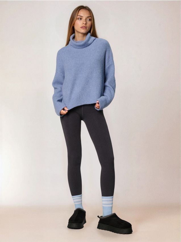 Sinsay - Legginsy z gumką w pasie - szary