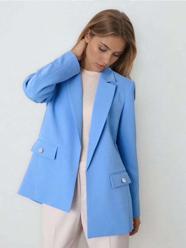 Sinsay - Sacou clasic cu nasturi decorativi - light blue