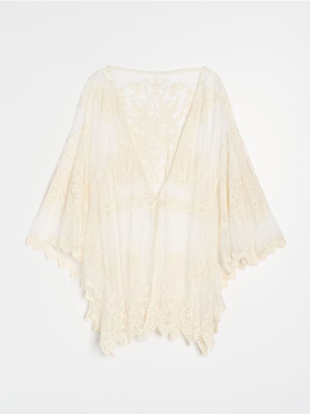 Sinsay - Poncho de plajă, cu broderie - nude