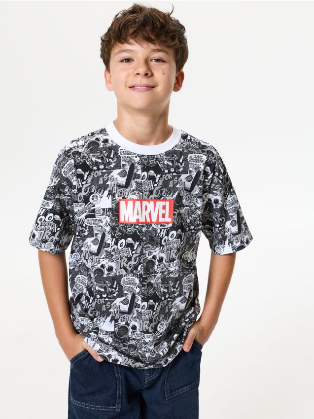 Sinsay - Tricou oversize din bumbac cu imprimeu Marvel - multicolor