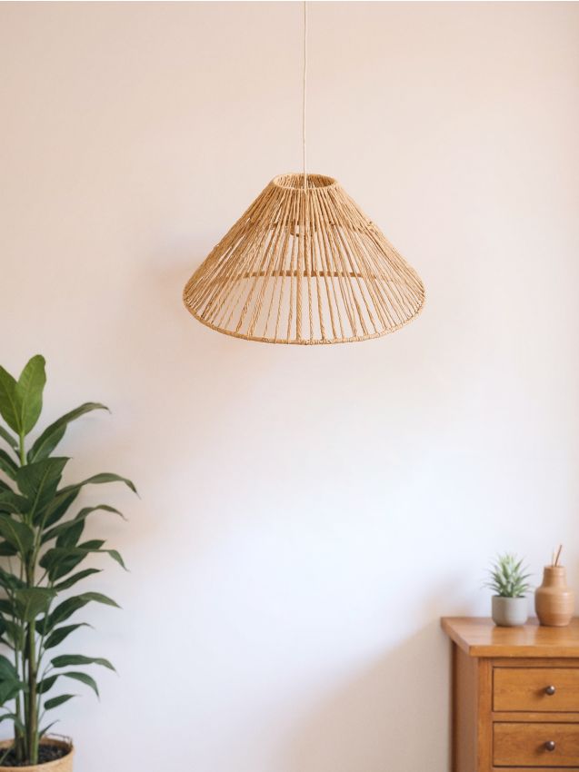 Sinsay - Abajur conic împletit - verde-maroniu