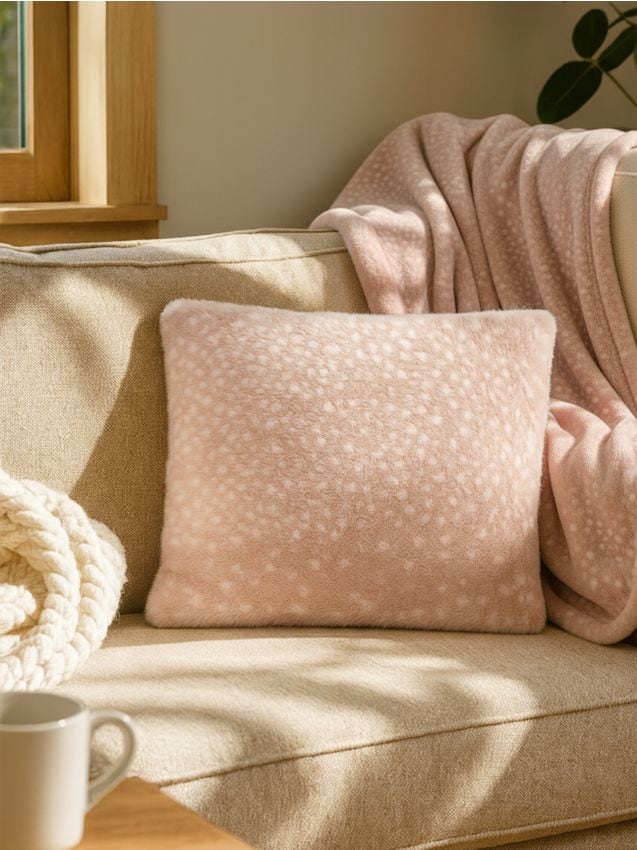 Sinsay - Obojstranný povlak na vankúš s umelým kožúškom a fleecom - ružová