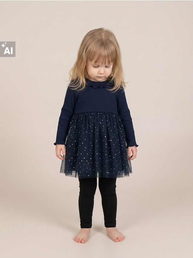 Sinsay - Body tip rochie din bumbac cu guler decorativ - bleumarin