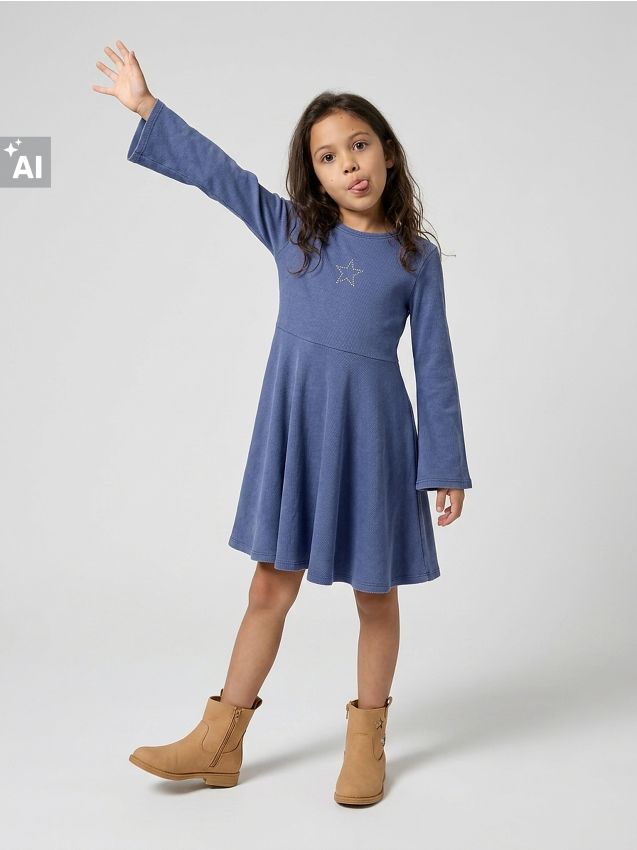 Sinsay - Rochie din bumbac din material striat - light blue