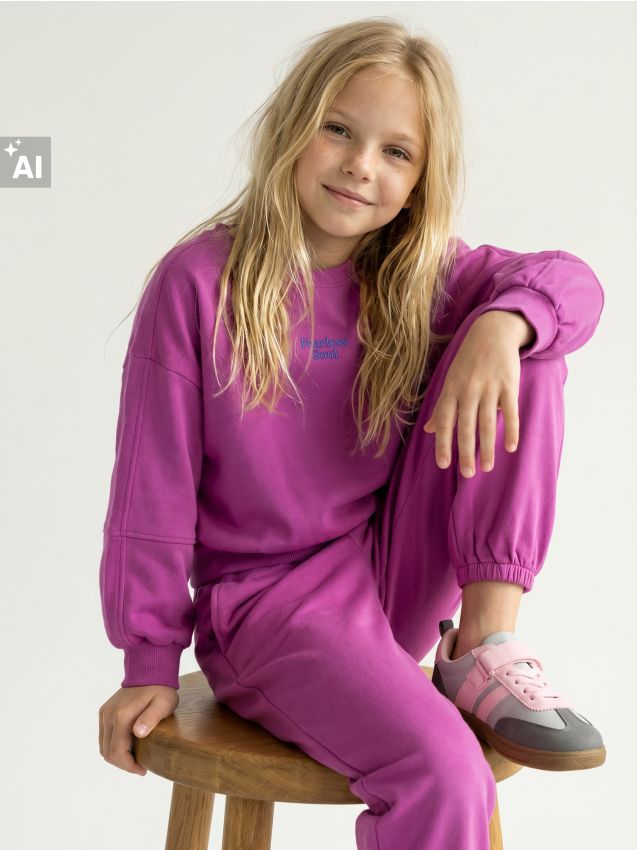 Sinsay - Bluză sport oversized cu inscripții - violet-orhidee
