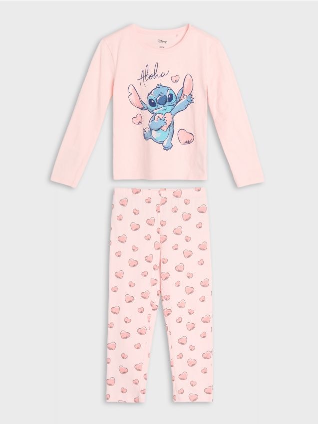 Sinsay - Bawełniana piżama dwuczęściowa z nadrukiem - różowy