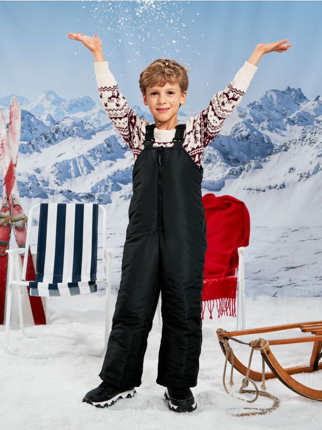 Sinsay - Pantaloni cu bretele - negru