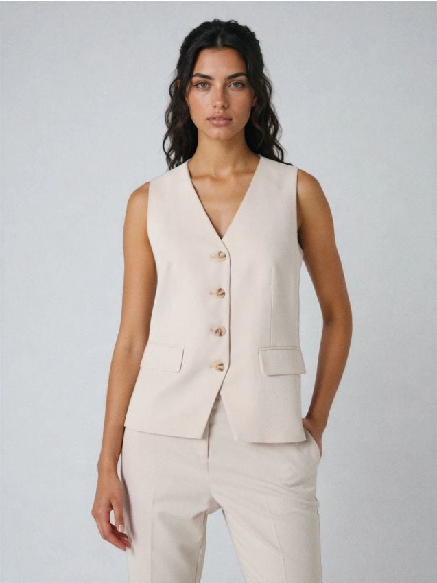 Sinsay - Vestă clasică - nude