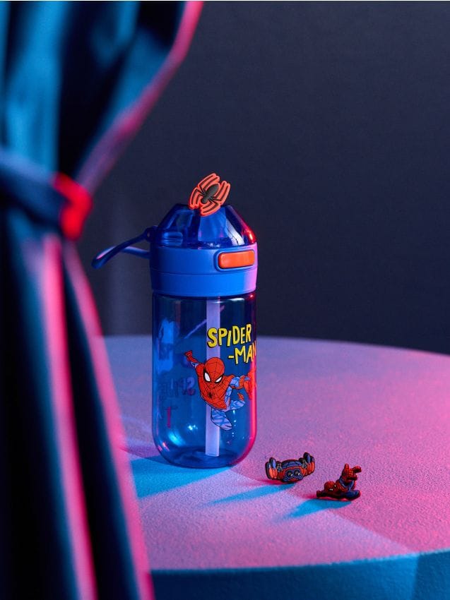 Sinsay - Sticlă de apă cu mâner și pai Spider-Man - multicolor