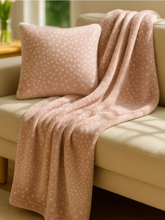 Sinsay - Obojstranná deka s umelou kožušinou a flísom - ružová