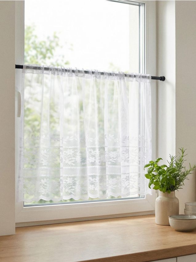 Sinsay - Perdea de cafenea cu model floral - alb