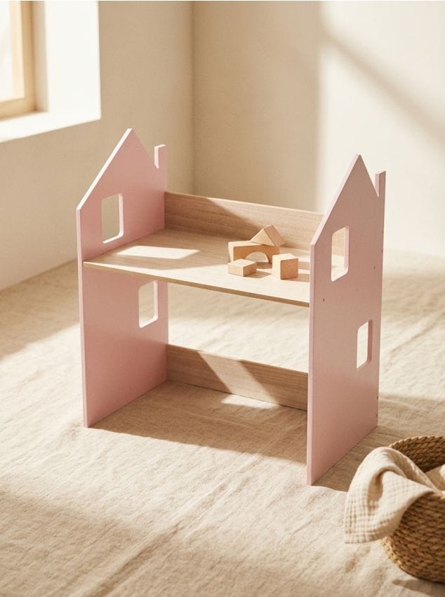 Sinsay - Birou cu motiv de casă - roz-pastel