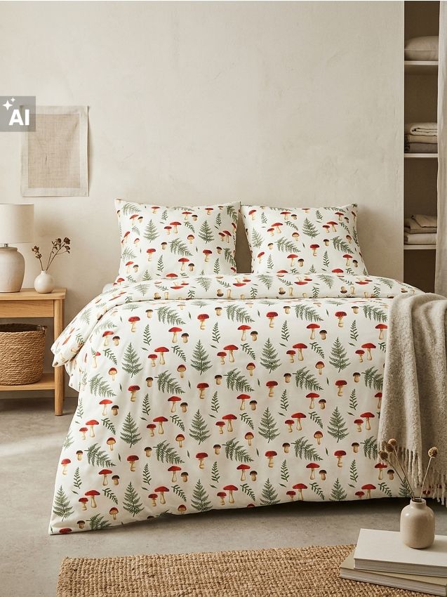 Sinsay - Set de lenjerie de pat cu motiv de ciupercuțe - multicolor