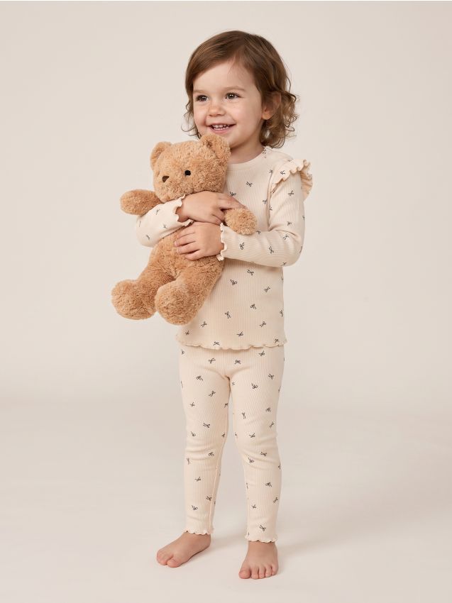Sinsay - Pijama Din Material Ribat cu Două Piese cu Fundițe - bej