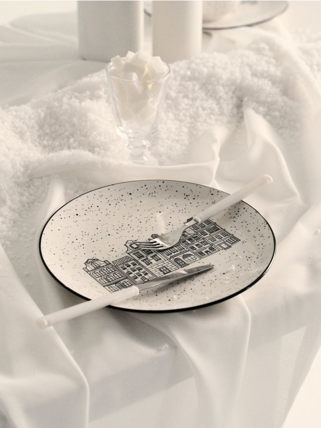 Sinsay - Keramické taniere s vianočným motívom 2 kusy - biela