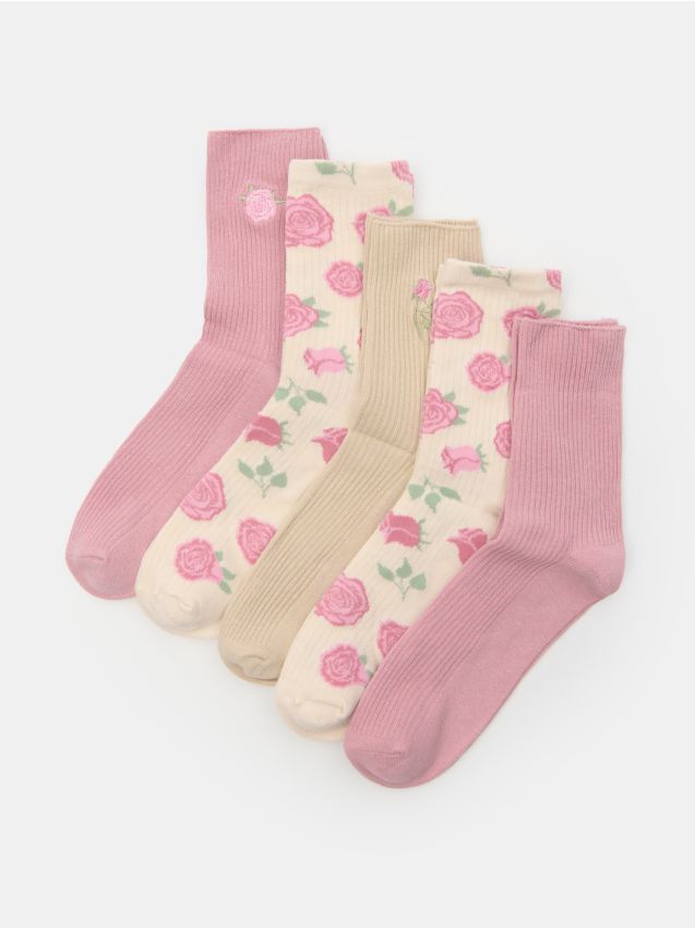Sinsay - Súprava 5 párov ponožiek - ružová