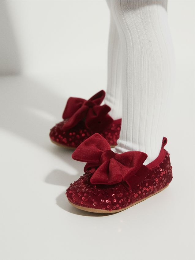 Sinsay - Baleríny s flitrami a mašľou - bordová