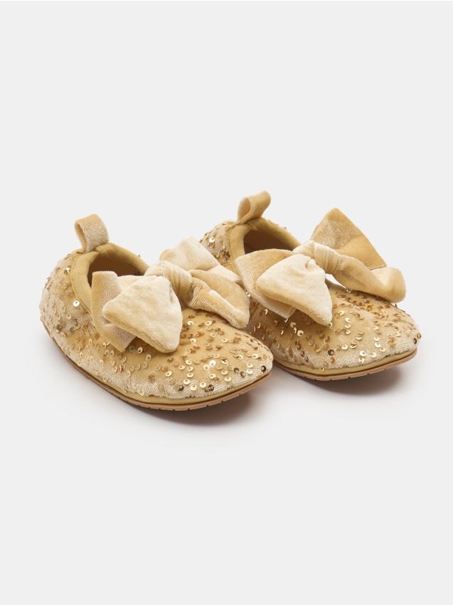 Sinsay - Baleríny s flitrami a mašľou - zlatá