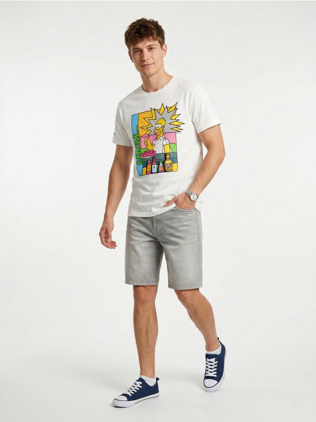 Sinsay - Tricou din bumbac cu imprimeu The Simpsons - crem