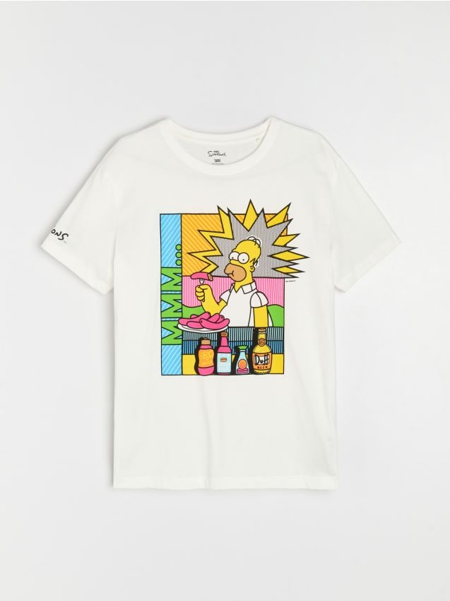 Sinsay - Tricou din bumbac cu imprimeu The Simpsons - crem