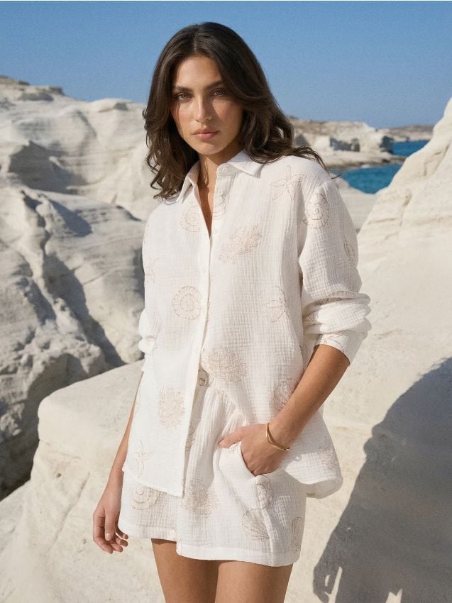 Sinsay - Cămașă din muselin cu motiv marin - multicolor