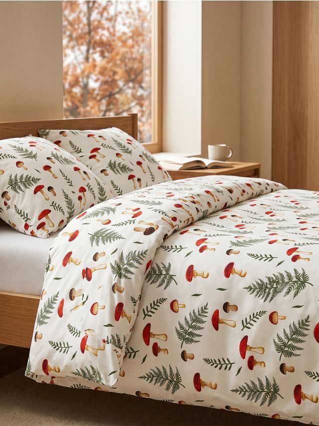 Sinsay - Set de lenjerie de pat cu motiv de ciupercuțe - multicolor