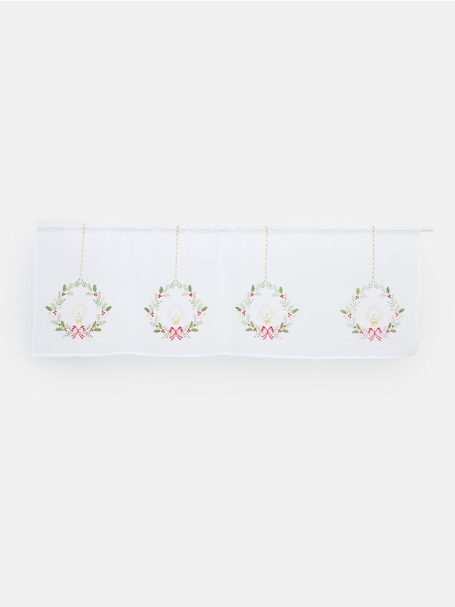 Sinsay - Set de perdele scurte pe tunel cu broderie de Crăciun - multicolor