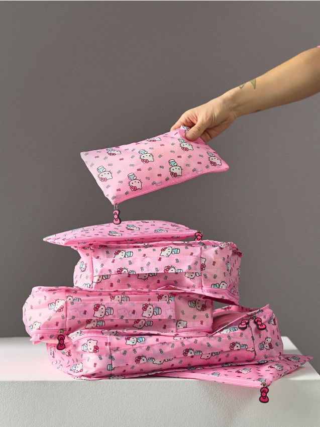 Sinsay - Set de organizatoare pentru valiză 6 pack Hello Kitty - roz