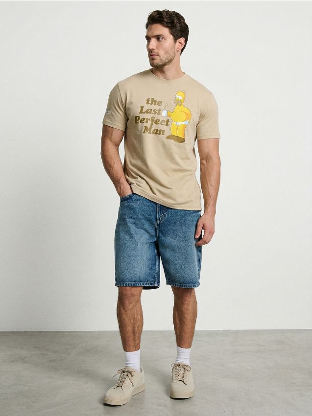 Sinsay - Tricou din bumbac cu imprimeu The Simpsons - bej