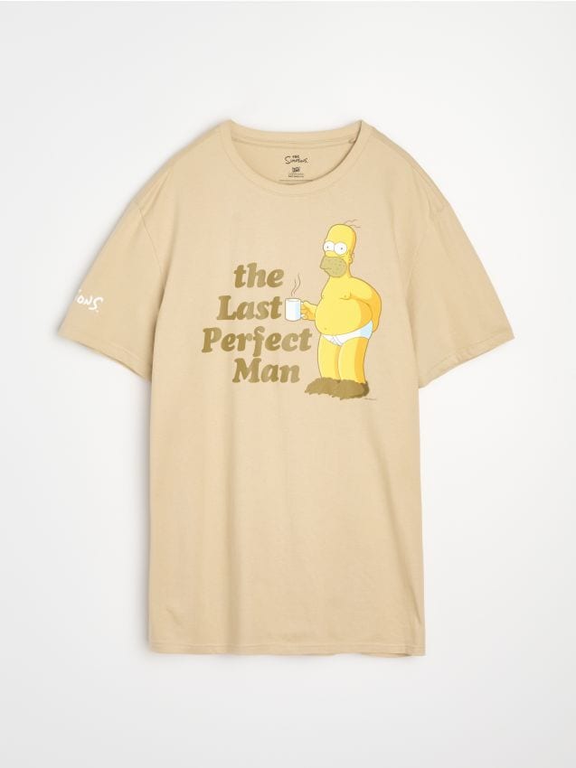 Sinsay - Tricou din bumbac cu imprimeu The Simpsons - bej