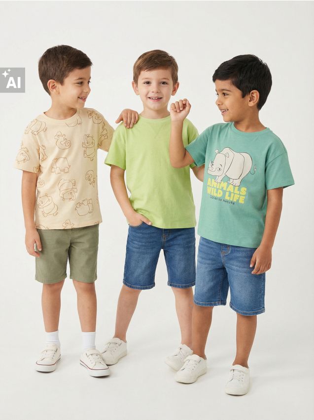 Sinsay - Tricouri din bumbac 3 pack - verde-mentă