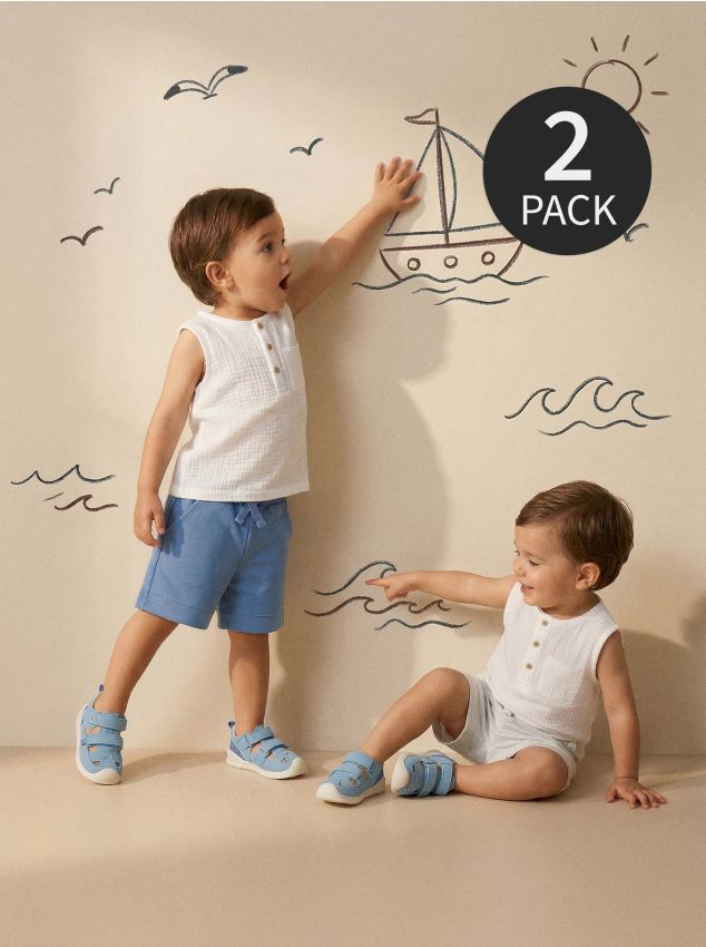 Sinsay - Șorturi din bumbac 2 pack - Gri-albăstrui