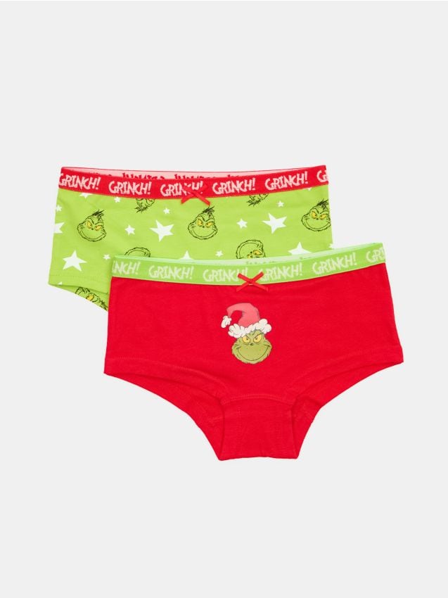 Sinsay - Chiloți hipster din bumbac, 2 perechi Grinch - multicolor