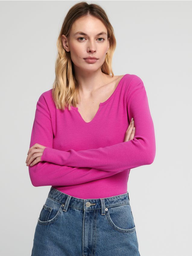 Bluse mit Raffungen Farbe Lila - SINSAY - 4294F-44X