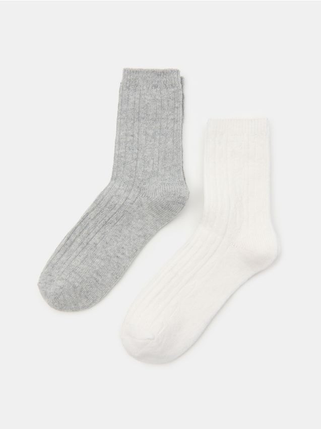 Sinsay - Ponožky s prídavkom vlny 2 pack - svetlošedá