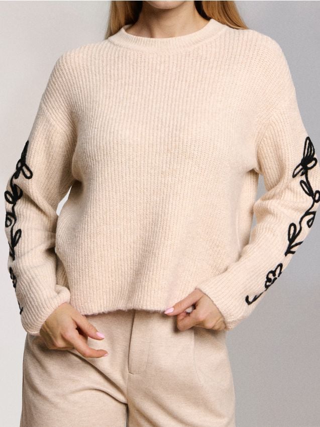 Sinsay - Pulover din tricot striat - bej
