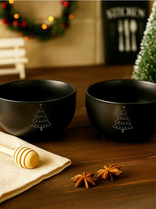 Sinsay - Misky s vianočným motívom 2 kusy - čierna