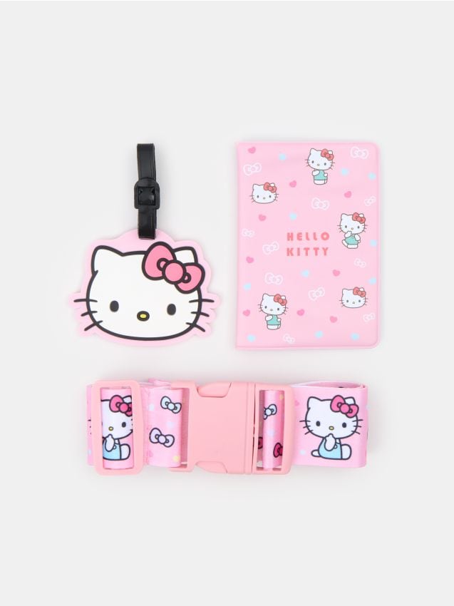 Sinsay - Пътнически Комплект Hello Kitty: Калъф За Паспорт, Колан За Куфар И Етикет За Багаж