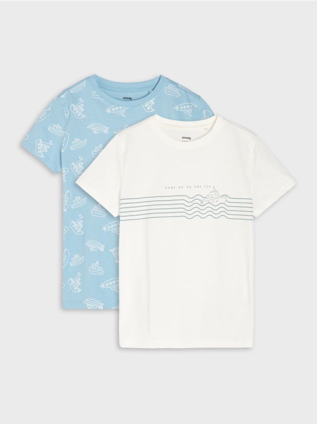 Sinsay - Tricouri din bumbac 2 pack - crem