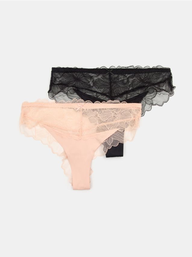 Sinsay - Set de 2 perechi de chiloți brazilieni cu dantelă - multicolor