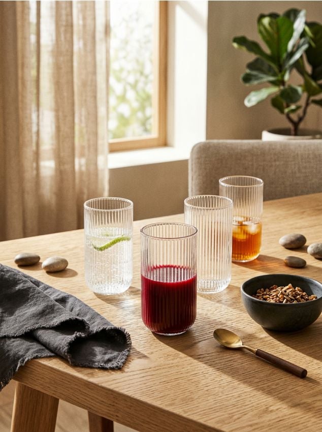 Sinsay - Pahare striate 4 bucăți - alb