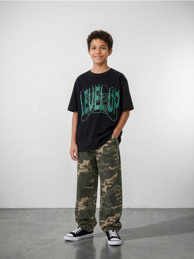 Sinsay - Tricou din bumbac cu motiv gaming - negru