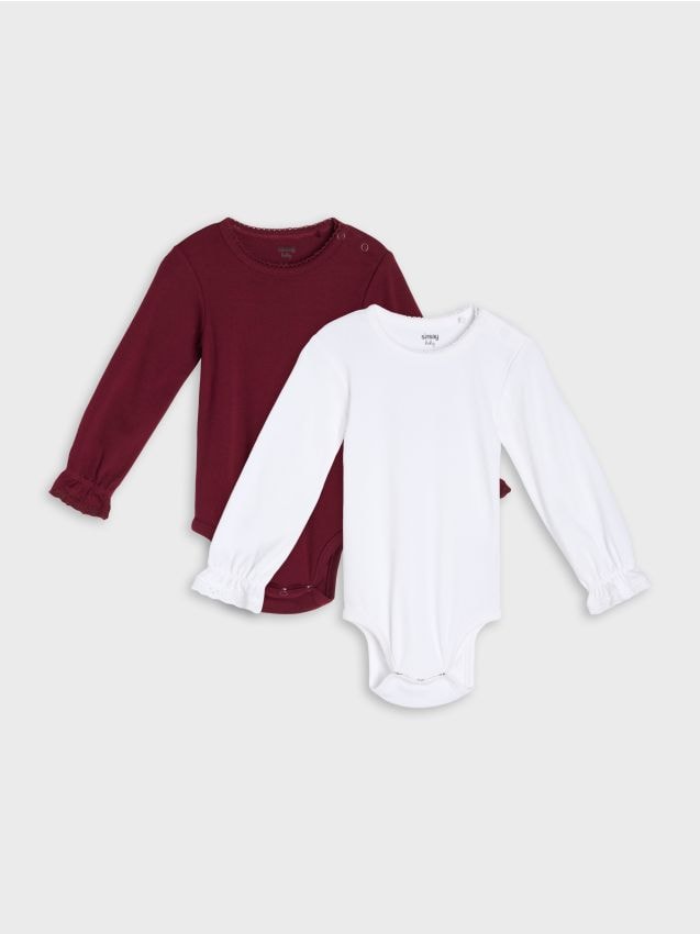 Sinsay - Body din bumbac cu finisaj din dantelă 2 pack - bordo