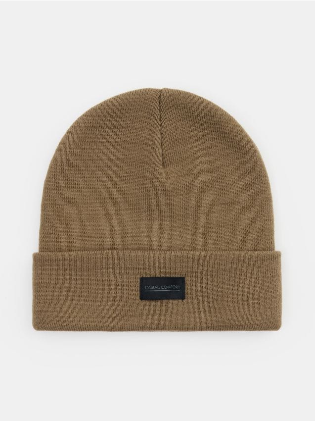 Sinsay - Căciulă beanie cu aplicație cusută - cafeniu